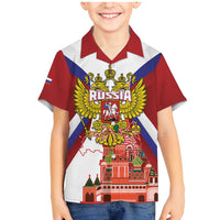 Russia Day Family Matching Mermaid Dress and Hawaiian Shirt Coat Of Arms With Saint Basil's Cathedral