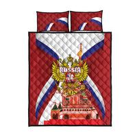 Russia Day Quilt Bed Set Coat Of Arms With Saint Basil's Cathedral