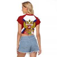 Russia Day Raglan Cropped T Shirt Coat Of Arms With Saint Basil's Cathedral