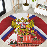 Russia Day Round Carpet Coat Of Arms With Saint Basil's Cathedral