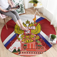 Russia Day Round Carpet Coat Of Arms With Saint Basil's Cathedral