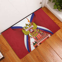 Russia Day Rubber Doormat Coat Of Arms With Saint Basil's Cathedral