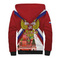 Russia Day Sherpa Hoodie Coat Of Arms With Saint Basil's Cathedral