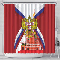 Russia Day Shower Curtain Coat Of Arms With Saint Basil's Cathedral