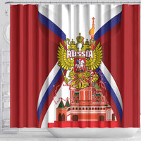 Russia Day Shower Curtain Coat Of Arms With Saint Basil's Cathedral