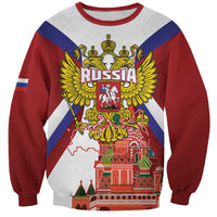Russia Day Sweatshirt Coat Of Arms With Saint Basil's Cathedral