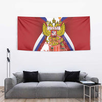 Russia Day Tapestry Coat Of Arms With Saint Basil's Cathedral