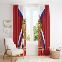 Russia Day Window Curtain Coat Of Arms With Saint Basil's Cathedral