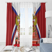 Russia Day Window Curtain Coat Of Arms With Saint Basil's Cathedral