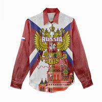 Russia Day Women Casual Shirt Coat Of Arms With Saint Basil's Cathedral