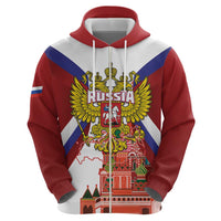 Russia Day Zip Hoodie Coat Of Arms With Saint Basil's Cathedral