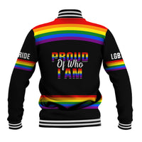 Pride Month LGBT Baseball Jacket Proud Of Who I Am Black - Wonder Print Shop