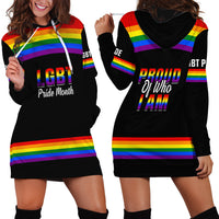 Pride Month LGBT Hoodie Dress Proud Of Who I Am Black - Wonder Print Shop