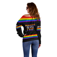 Pride Month LGBT Off Shoulder Sweater Proud Of Who I Am Black - Wonder Print Shop