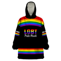 Pride Month LGBT Wearable Blanket Hoodie Proud Of Who I Am Black - Wonder Print Shop