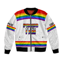 Pride Month LGBT Bomber Jacket Proud Of Who I Am White - Wonder Print Shop