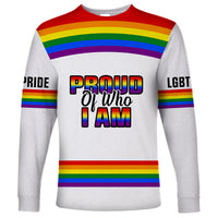 Pride Month LGBT Long Sleeve Shirt Proud Of Who I Am White - Wonder Print Shop