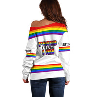 Pride Month LGBT Off Shoulder Sweater Proud Of Who I Am White - Wonder Print Shop
