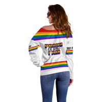 Pride Month LGBT Off Shoulder Sweater Proud Of Who I Am White - Wonder Print Shop