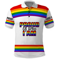 Pride Month LGBT Polo Shirt Proud Of Who I Am White - Wonder Print Shop