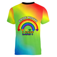 Pride Month LGBT Women V Neck T Shirt In June We Wear Rainbow - Wonder Print Shop