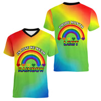 Pride Month LGBT Women V Neck T Shirt In June We Wear Rainbow - Wonder Print Shop