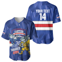Cabo Verde Football 2026 Custom Baseball Jersey Forca Tubaroes Azuis