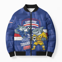 Cabo Verde Football 2026 Custom Bomber Puffer Jacket Forca Tubaroes Azuis