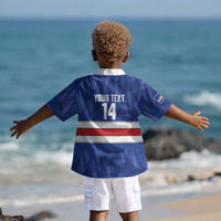 Cabo Verde Football 2026 Custom Kid Hawaiian Shirt Forca Tubaroes Azuis