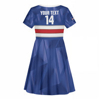 Cabo Verde Football 2026 Custom Kid Short Sleeve Dress Forca Tubaroes Azuis