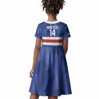 Cabo Verde Football 2026 Custom Kid Short Sleeve Dress Forca Tubaroes Azuis