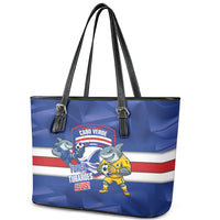 Cabo Verde Football 2026 Leather Tote Bag Forca Tubaroes Azuis