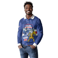Cabo Verde Football 2026 Custom Long Sleeve Polo Shirt Forca Tubaroes Azuis