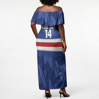 Cabo Verde Football 2026 Custom Off Shoulder Maxi Dress Forca Tubaroes Azuis