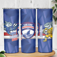Cabo Verde Football 2026 Custom Skinny Tumbler Forca Tubaroes Azuis
