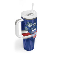Cabo Verde Football 2026 Custom Tumbler With Handle Forca Tubaroes Azuis