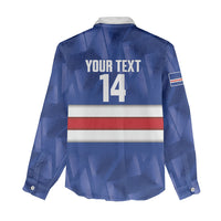 Cabo Verde Football 2026 Custom Women Casual Shirt Forca Tubaroes Azuis