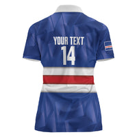 Cabo Verde Football 2026 Custom Women Polo Shirt Forca Tubaroes Azuis