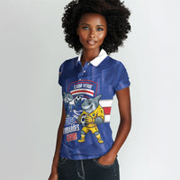 Cabo Verde Football 2026 Custom Women Polo Shirt Forca Tubaroes Azuis