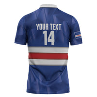 Cabo Verde Football 2026 Custom Zipper Polo Shirt Forca Tubaroes Azuis