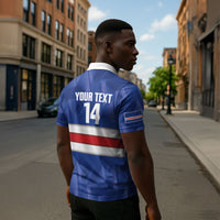 Cabo Verde Football 2026 Custom Zipper Polo Shirt Forca Tubaroes Azuis