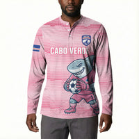 Cabo Verde Football 2026 Custom Button Sweatshirt Tubaroes Azuis Goalkeeper Pink Jersey