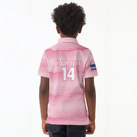 Cabo Verde Football 2026 Custom Kid Polo Shirt Tubaroes Azuis Goalkeeper Pink Jersey