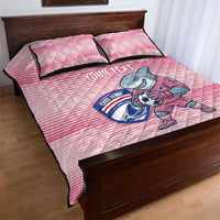 Cabo Verde Football 2026 Custom Quilt Bed Set Tubaroes Azuis Goalkeeper Pink Jersey