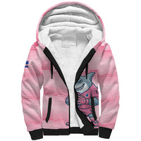 Cabo Verde Football 2026 Custom Sherpa Hoodie Tubaroes Azuis Goalkeeper Pink Jersey