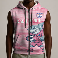 Cabo Verde Football 2026 Custom Sleeveless Zip Hoodie Tubaroes Azuis Goalkeeper Pink Jersey