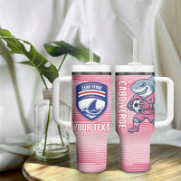 Cabo Verde Football 2026 Custom Tumbler With Handle Tubaroes Azuis Goalkeeper Pink Jersey