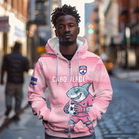 Cabo Verde Football 2026 Custom Zip Hoodie Tubaroes Azuis Goalkeeper Pink Jersey