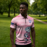 Cabo Verde Football 2026 Custom Zipper Polo Shirt Tubaroes Azuis Goalkeeper Pink Jersey