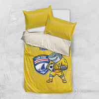 Cabo Verde Football 2026 Custom Bedding Set Tubaroes Azuis Goalkeeper Yellow Jersey